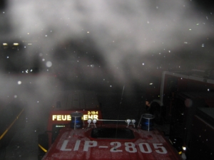 Auf dem Sammelplatz an der Feuerwache Lemgo…es schneit ein wenig…